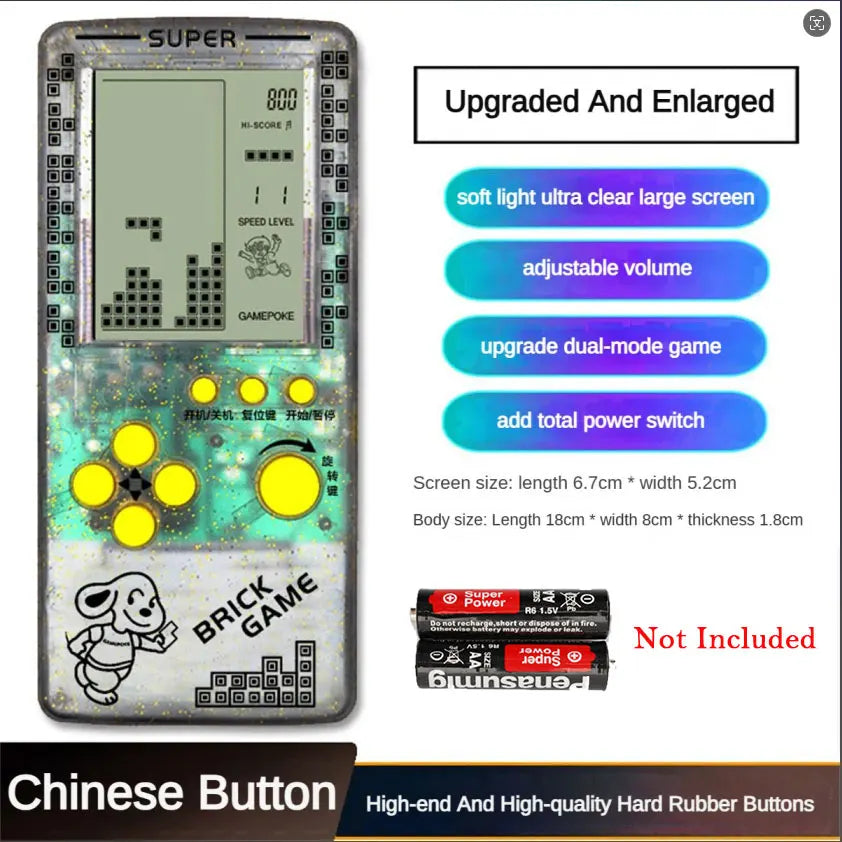 Consola de juegos clásica de pantalla grande, jugadores de juegos portátiles, juguetes educativos infantiles nostálgicos transparentes, para aliviar el estrés para adultos