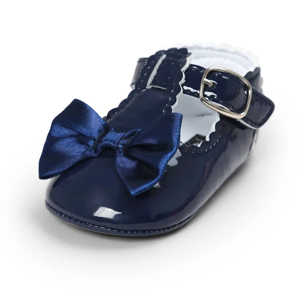 Meckior-zapatos antideslizantes con suela de goma y lazo para bebé, calzado clásico de PU para primeros pasos, cuna