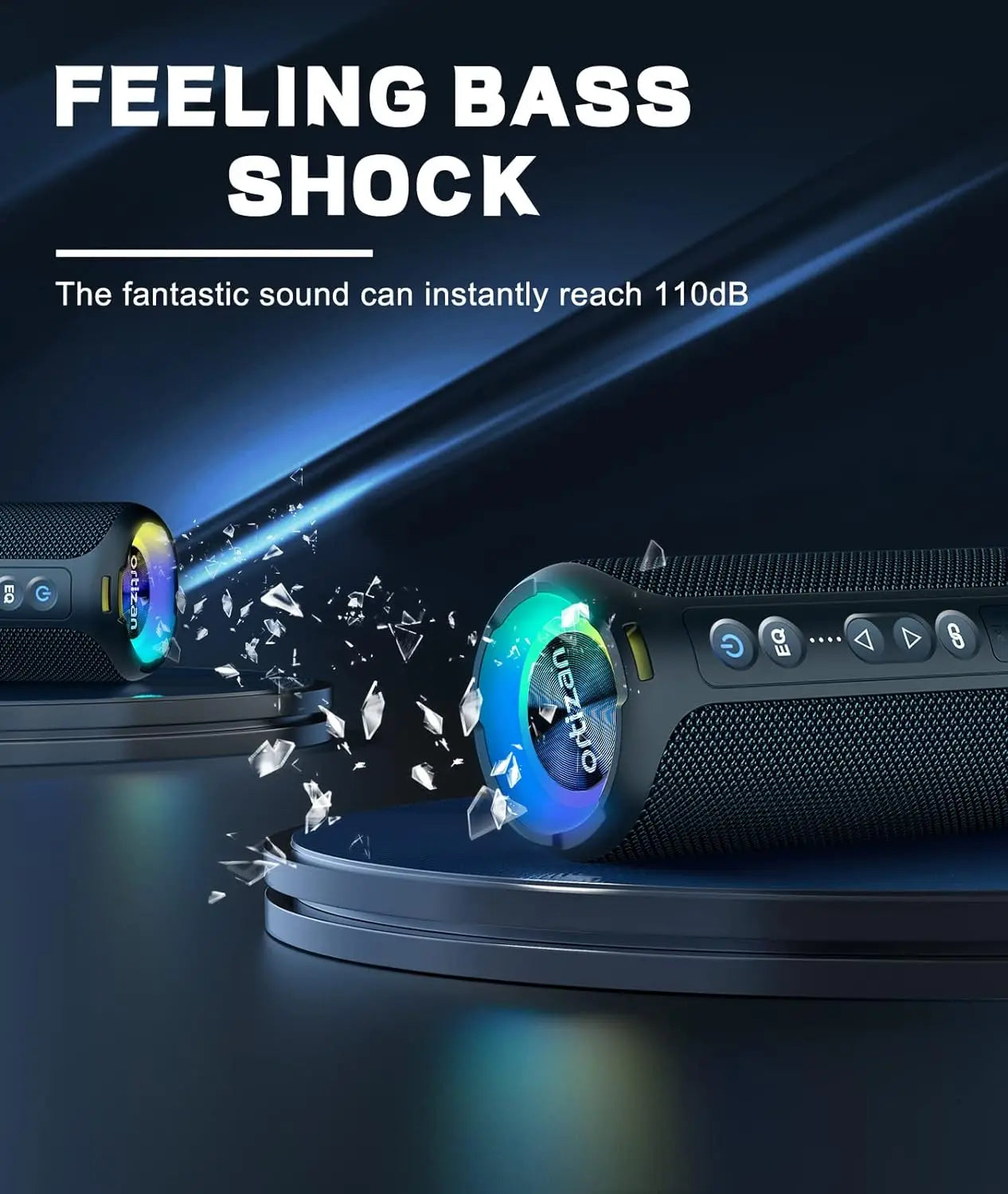 Altavoces Bluetooth Ortizan 40W altavoz inalámbrico portátil para exteriores con graves mejorados 30 horas IP7 altavoz de ducha impermeable Bluetooth 5,3