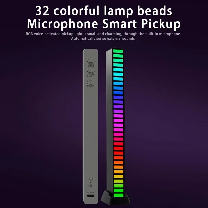 Tira de luces LED RGB, Control de sonido y música, lámpara ambiental de ritmo, luces nocturnas de ambiente para Bar, coche, habitación, TV, decoración para juegos
