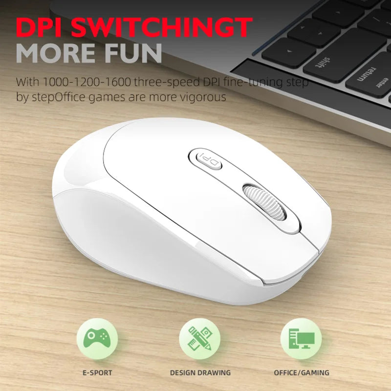 Ratón inalámbrico recargable compatible con Bluetooth, ratón óptico de 2,4G con USB RGB de 1600DPI para ordenador, portátil, PC, silencioso