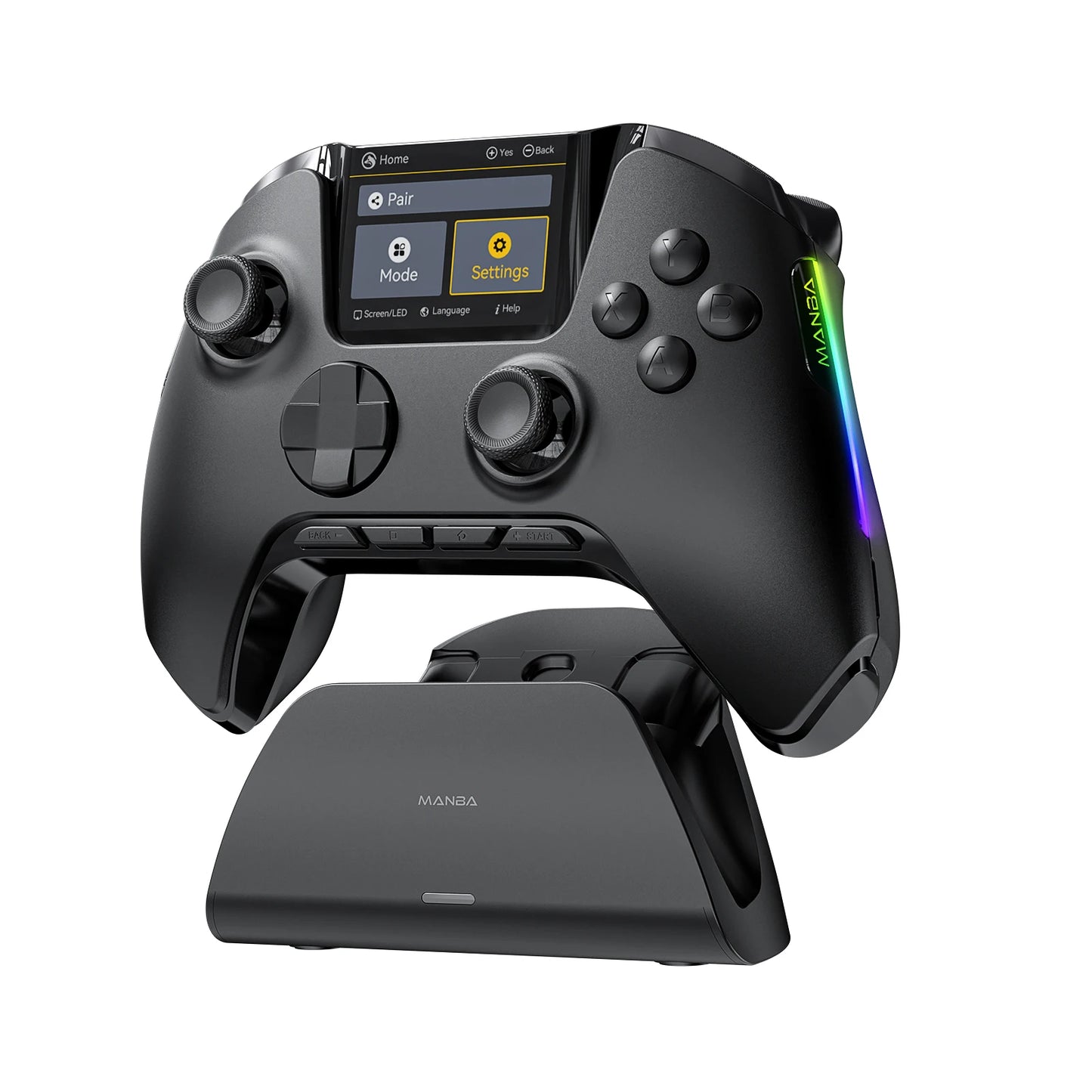 Controlador de juegos inalámbrico con pantalla interactiva para Switch/PC/iOS/Android, palo de efecto Hall, luz RGB de 1800mAh con base de carga