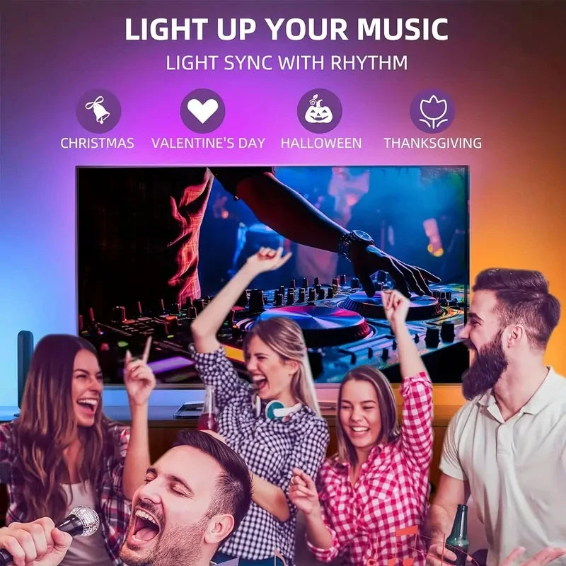 Tira de retroiluminación LED RGBIC para TV con cámara, Control por aplicación, sincronización de música, luces inteligentes para sala de juegos, iluminación ambiental de 55-75 pulgadas