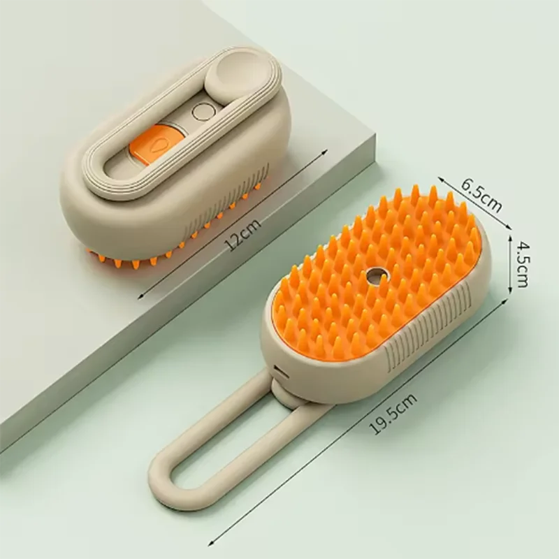 Cepillo de masaje en aerosol para perros y gatos, pulverizador de vapor de un botón, cepillo de depilación flotante giratorio plegable para baño, peine