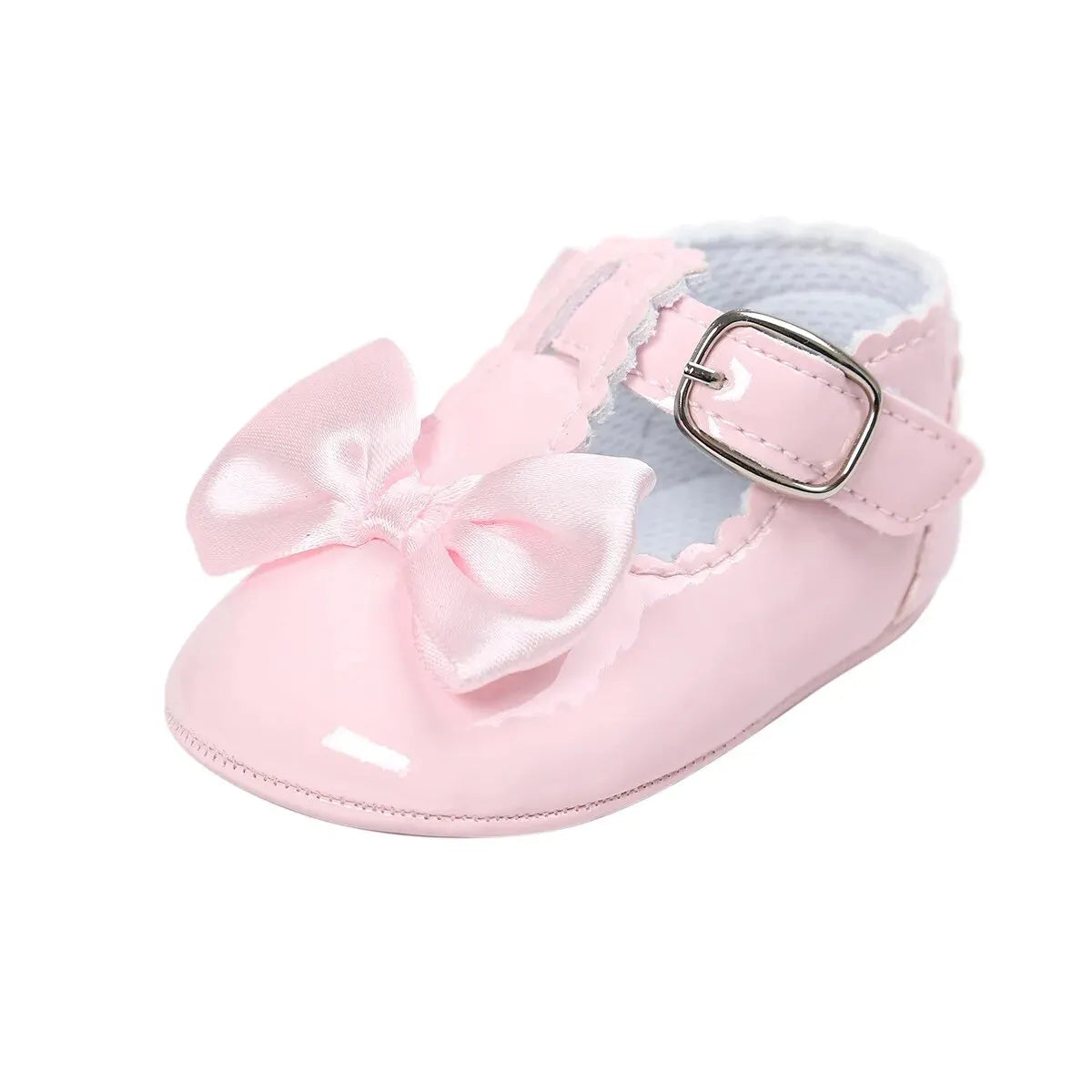 Meckior-zapatos antideslizantes con suela de goma y lazo para bebé, calzado clásico de PU para primeros pasos, cuna