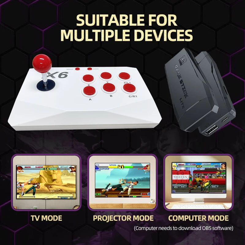 VILCORN M8 Game Stick 4K consola de videojuegos Arcade para MAME PS1 9 emulador con doble Arcade Joysitck 41000 juegos máquina Retro