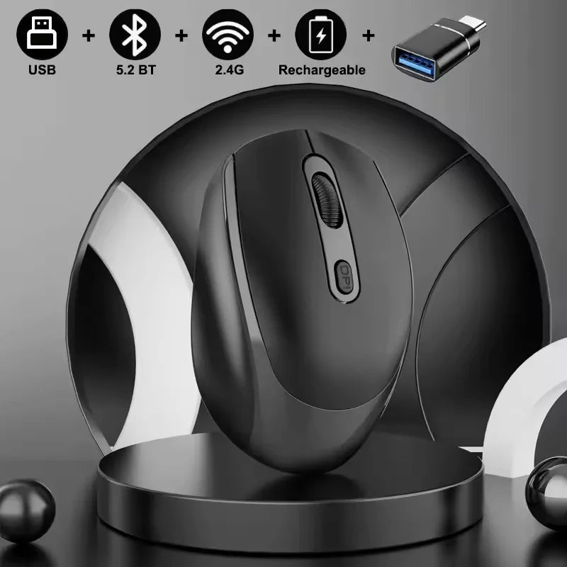 Ratón inalámbrico recargable compatible con Bluetooth, ratón óptico de 2,4G con USB RGB de 1600DPI para ordenador, portátil, PC, silencioso
