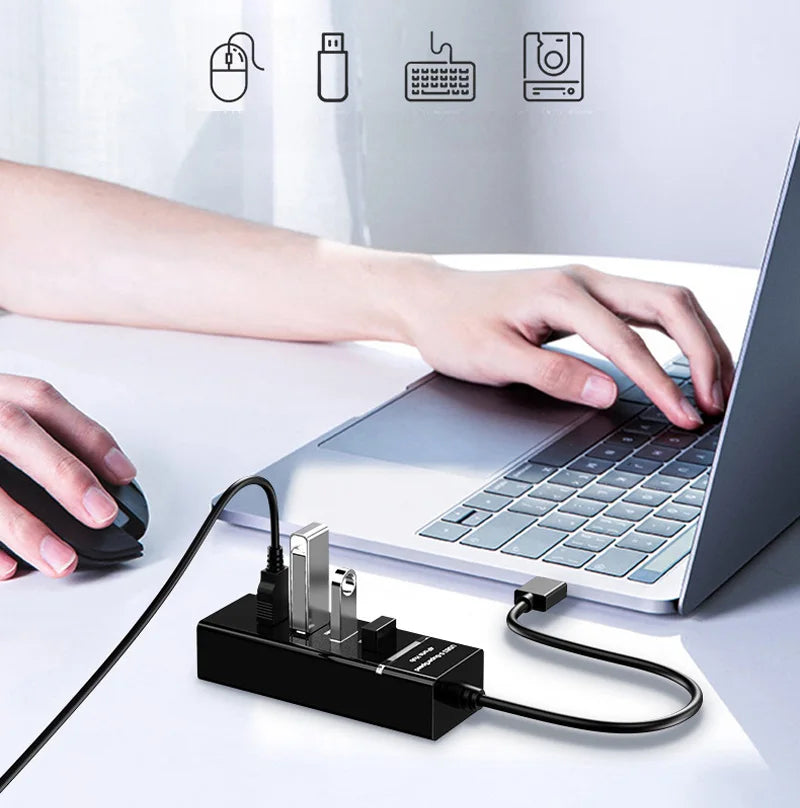 4 puertos USB 3,0 Hub Splitter Cable adaptador 4 /7 Ports 30/120cm de alta velocidad para escritorio PC Mac Laptop Notebook teclado ratón 2TB Disco Duro móvil