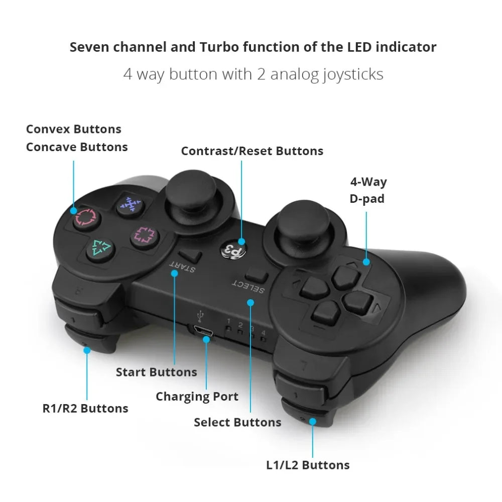 Controlador de PS3, compatible con mando inalámbrico Bluetooth para Play Station 3, consola de mando para PS3, Control para PC/IOS/Andro
