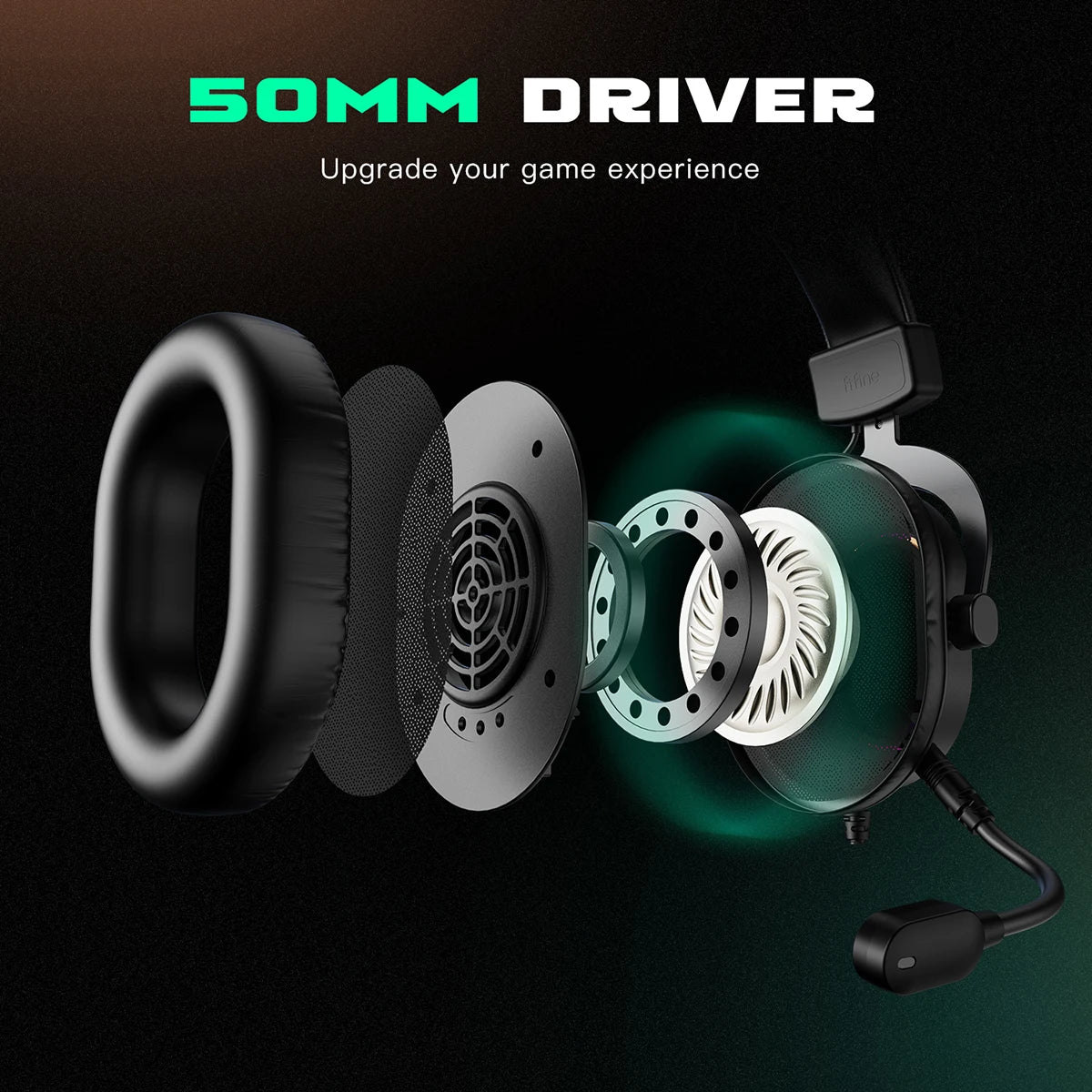 Fifine-auriculares dinámicos RGB para videojuegos, cascos supraaurales con micrófono, sonido envolvente 7,1, PC, PS4, PS5, 3 opciones EQ, juego, película, música