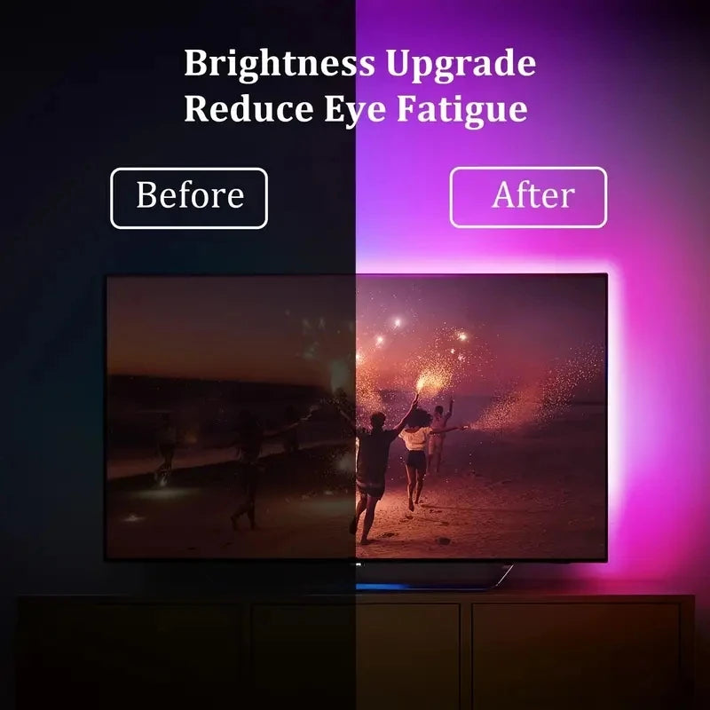 Tira de retroiluminación LED RGBIC para TV con cámara, Control por aplicación, sincronización de música, luces inteligentes para sala de juegos, iluminación ambiental de 55-75 pulgadas