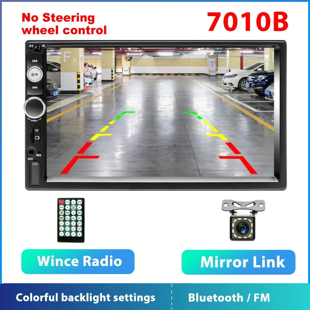 Podofo 2 din Radio de coche 7 "HD Autoradio reproductor Multimedia 2DIN pantalla táctil Auto audio estéreo de coche MP5 Bluetooth USB TF FM cámara