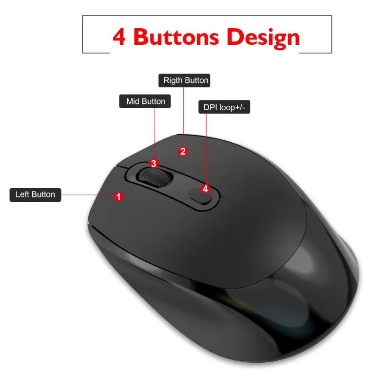 Ratón inalámbrico recargable compatible con Bluetooth, ratón óptico de 2,4G con USB RGB de 1600DPI para ordenador, portátil, PC, silencioso