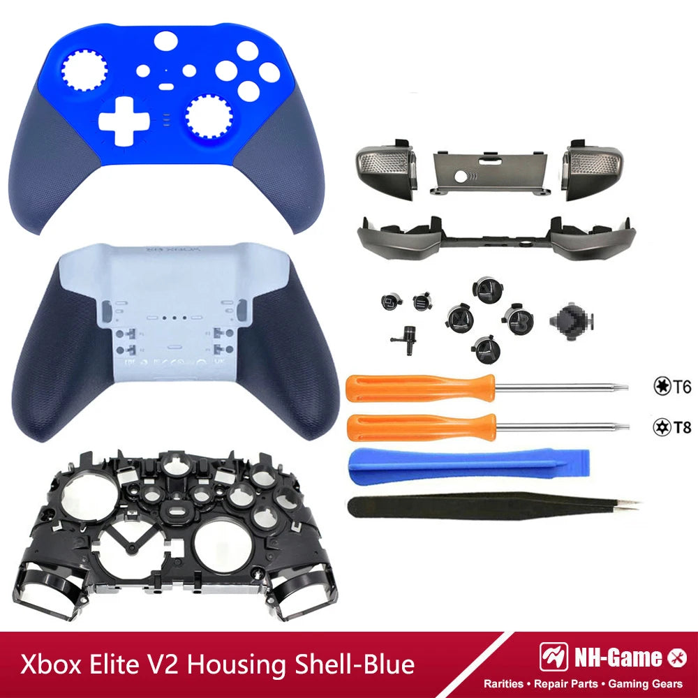 Kit de carcasa de repuesto para controlador Xbox Elite Series 2, funda frontal trasera LB RB, empuñaduras de botón de parachoques, bolsa de transporte