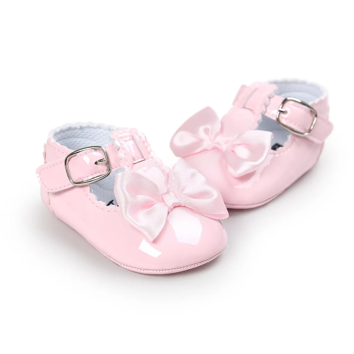 Meckior-zapatos antideslizantes con suela de goma y lazo para bebé, calzado clásico de PU para primeros pasos, cuna