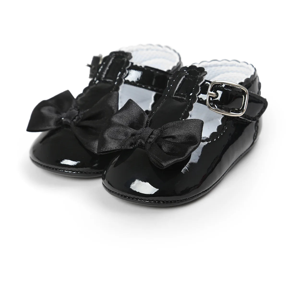 Meckior-zapatos antideslizantes con suela de goma y lazo para bebé, calzado clásico de PU para primeros pasos, cuna