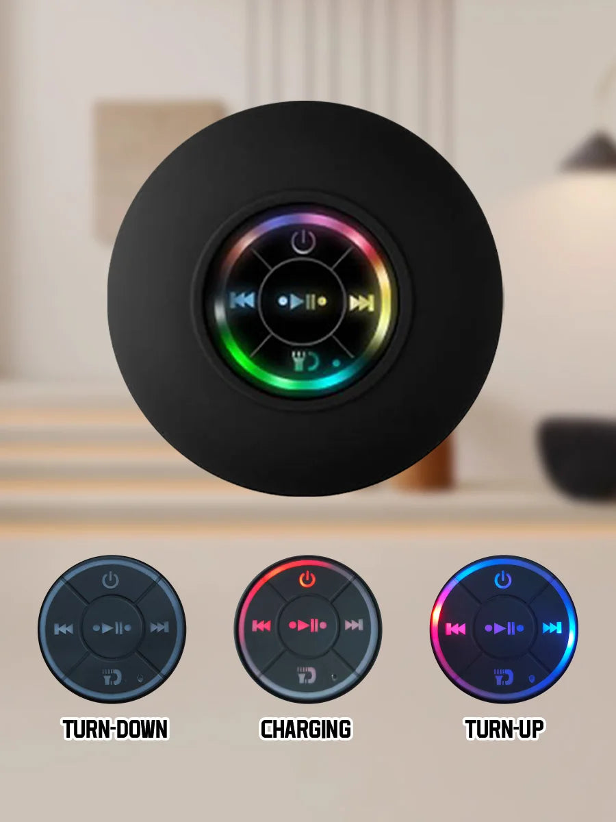 Altavoz Bluetooth resistente al agua con luces LED coloridas, fuerte ventosa y soporte para teléfono, mini altavoz portátil para exteriores/espectáculos