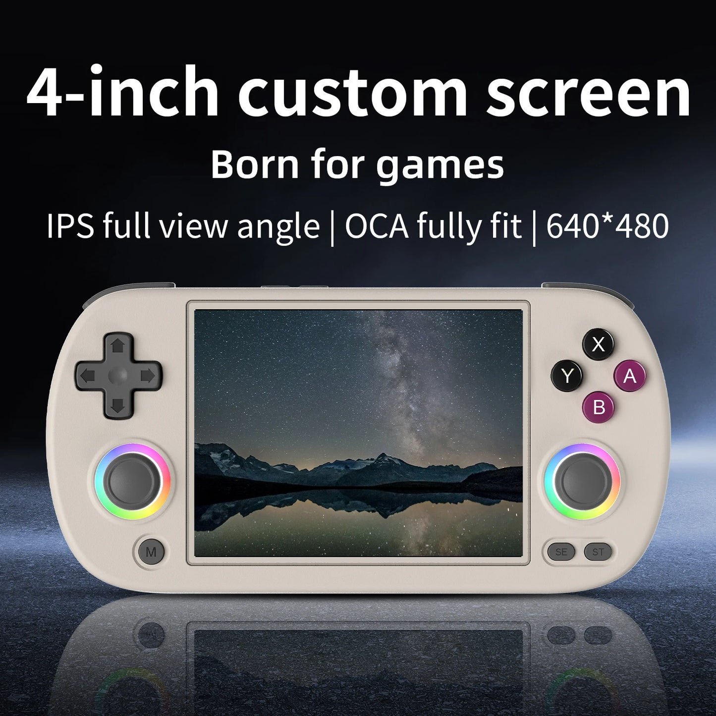 ANBERNIC-consola de juegos portátil RG40XX H, pantalla IPS de 4,0 pulgadas, 640x480, sistema de 3200mAh y 64 bits con luz RGB integrada en 5K + juegos RG40XXH
