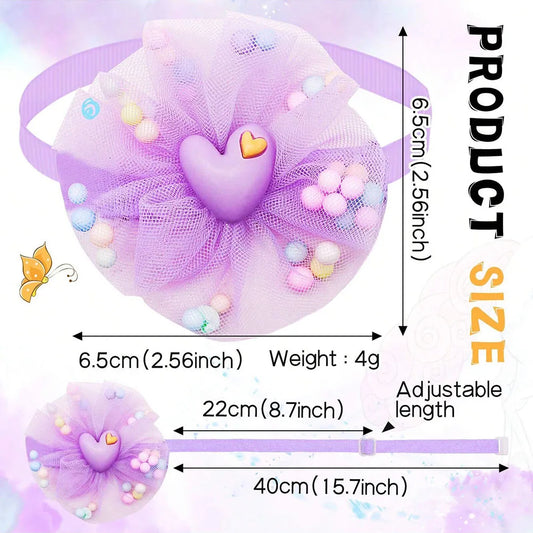 10 Uds. Collar con lazo para perro, Collar ajustable con lazos para perro y gato, corbata ostentosa de encaje para accesorios para perros pequeños, proveedor de aseo para cachorros