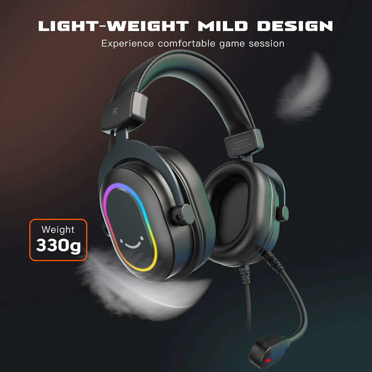 Fifine-auriculares dinámicos RGB para videojuegos, cascos supraaurales con micrófono, sonido envolvente 7,1, PC, PS4, PS5, 3 opciones EQ, juego, película, música
