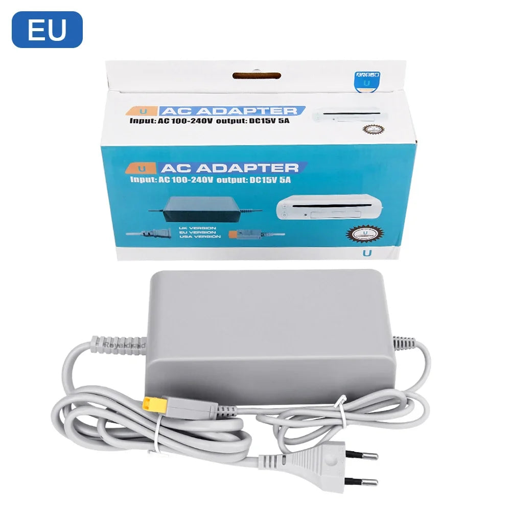 Nuevo para Nintendo Wii U WiiU juego Consol adaptador 100-240V 15V 5A fuente de alimentación de pared para el hogar adaptador de cargador de CA enchufe UE EE. UU. de alta calidad