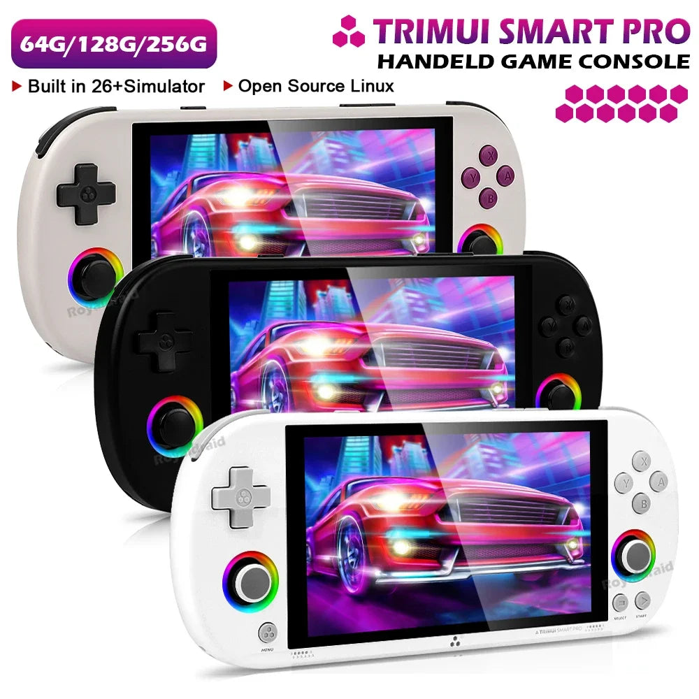 Consola de juegos portátil Trimui Smart Pro, 128G, 256G, pantalla IPS de 4,96 pulgadas, sistema Linux, Joystick, iluminación RGB, reproductor de videojuegos Retro, nuevo