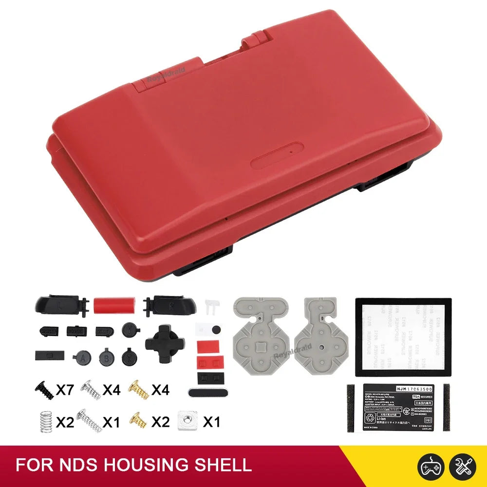 Carcasa de repuesto para consola NDS, DS, NDS, accesorios con botones, 6 colores, azul y rojo