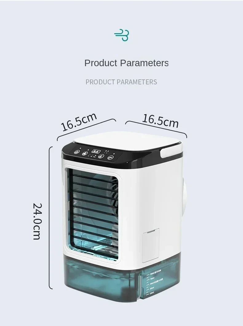 Aire acondicionado portátil, ventilador de escritorio con doble pulverización, atomización ultrasónica, Enfriador de aire silencioso de 3 velocidades, luz nocturna, ventilador eléctrico para el hogar