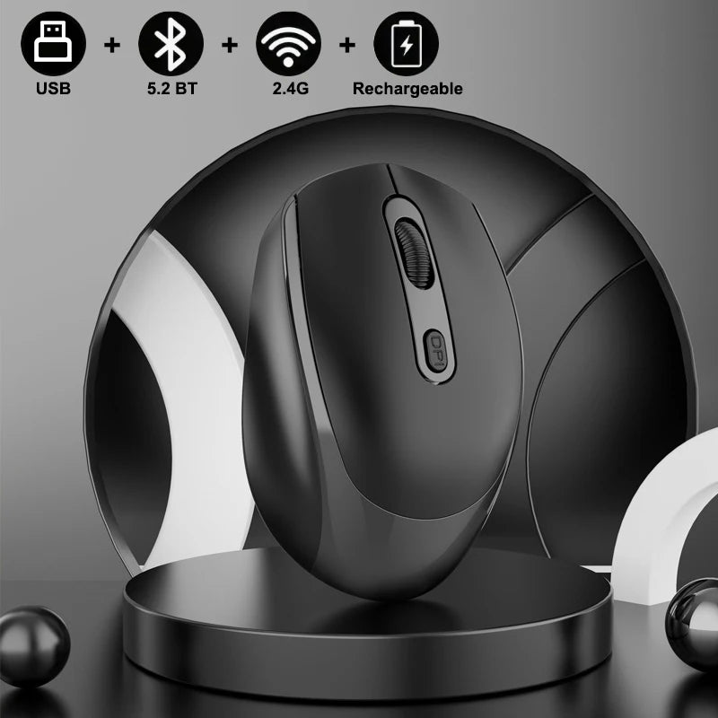 Ratón inalámbrico recargable compatible con Bluetooth, ratón óptico de 2,4G con USB RGB de 1600DPI para ordenador, portátil, PC, silencioso