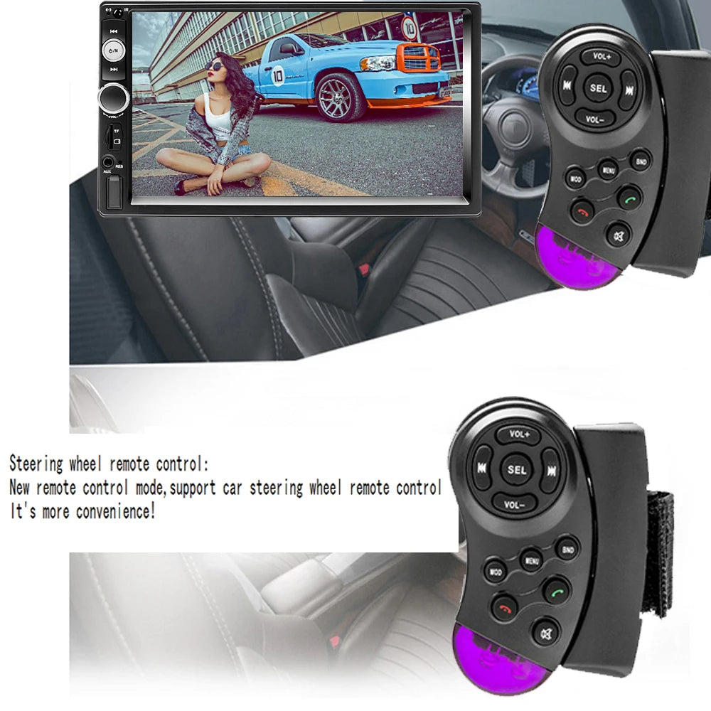 Podofo 2 din Radio de coche 7 "HD Autoradio reproductor Multimedia 2DIN pantalla táctil Auto audio estéreo de coche MP5 Bluetooth USB TF FM cámara