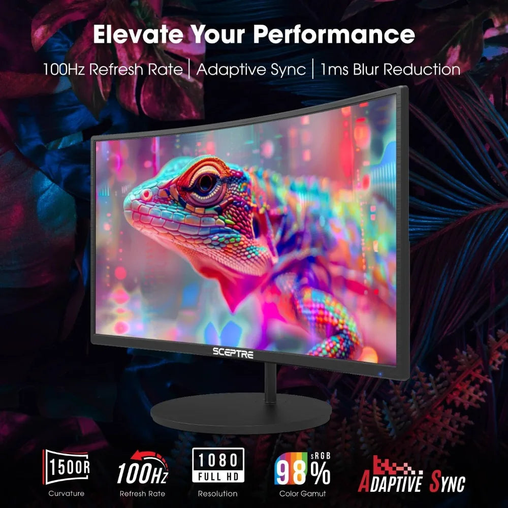 Monitor LED curvo de 27" FHD 1080p 75 Hz Altavoces integrados HDMI VGA, sin bordes Metal Negro 2019