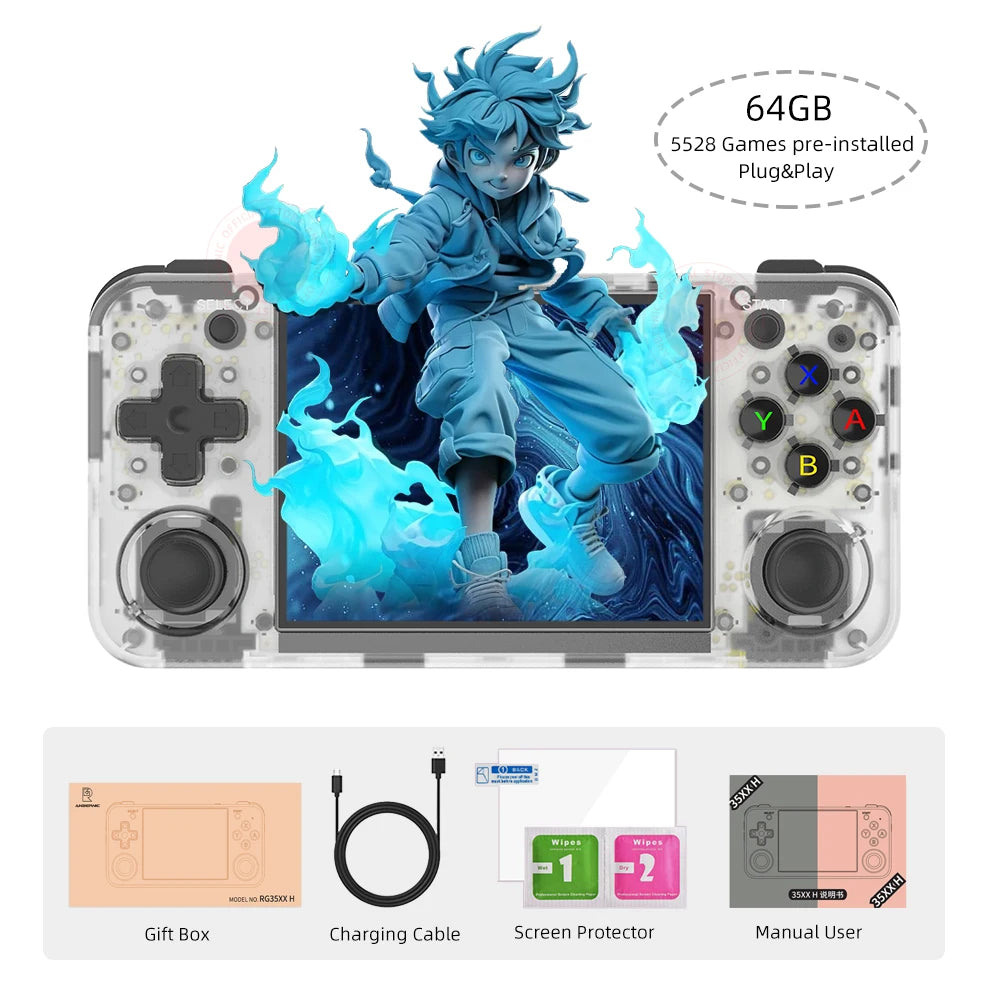 ANBERNIC-Consola de mano RG35XX H para videojuegos, videoconsola Retro con pantalla IPS de 3,5 pulgadas, 640x480, 3300 mAh, más de 5000 juegos