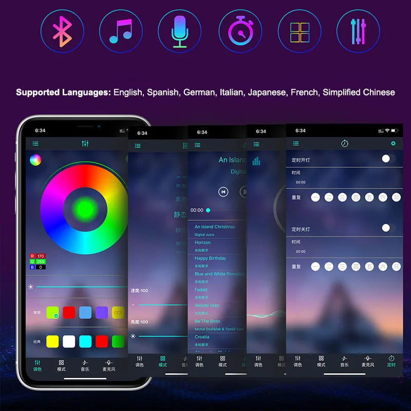 Tira de luces LED RGB con Bluetooth, USB, 5V, controlador 5050, 1M, 2M, 3M, 4M, 5M, lámpara de diodo Flexible, cinta de luces, iluminación de fondo de TV