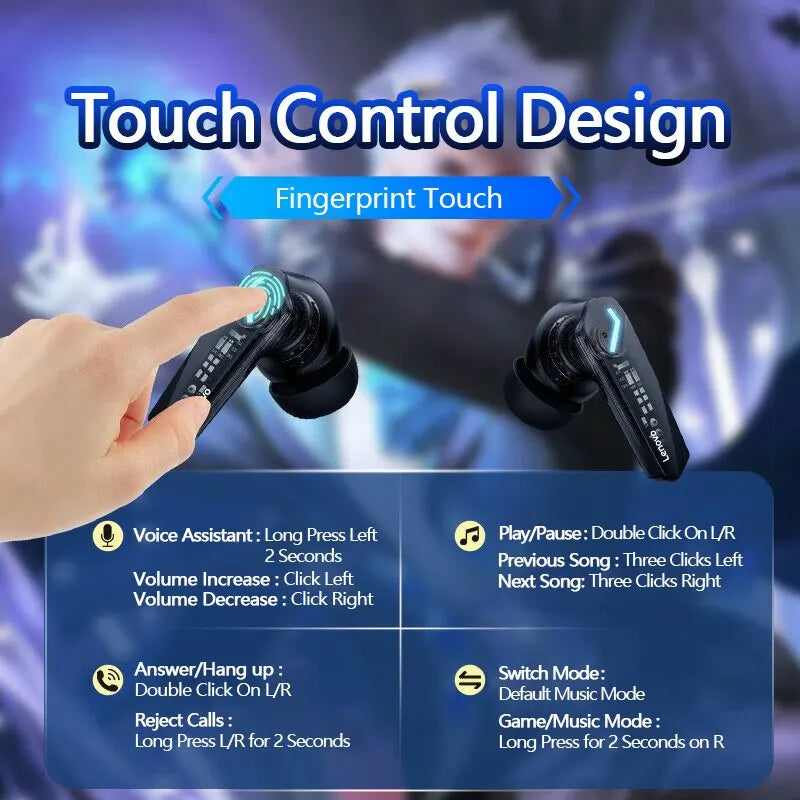 Lenovo-auriculares inalámbricos GM2 Pro con Bluetooth 5,3, audífonos deportivos intrauditivos para videojuegos, baja latencia, modo Dual, música, novedad