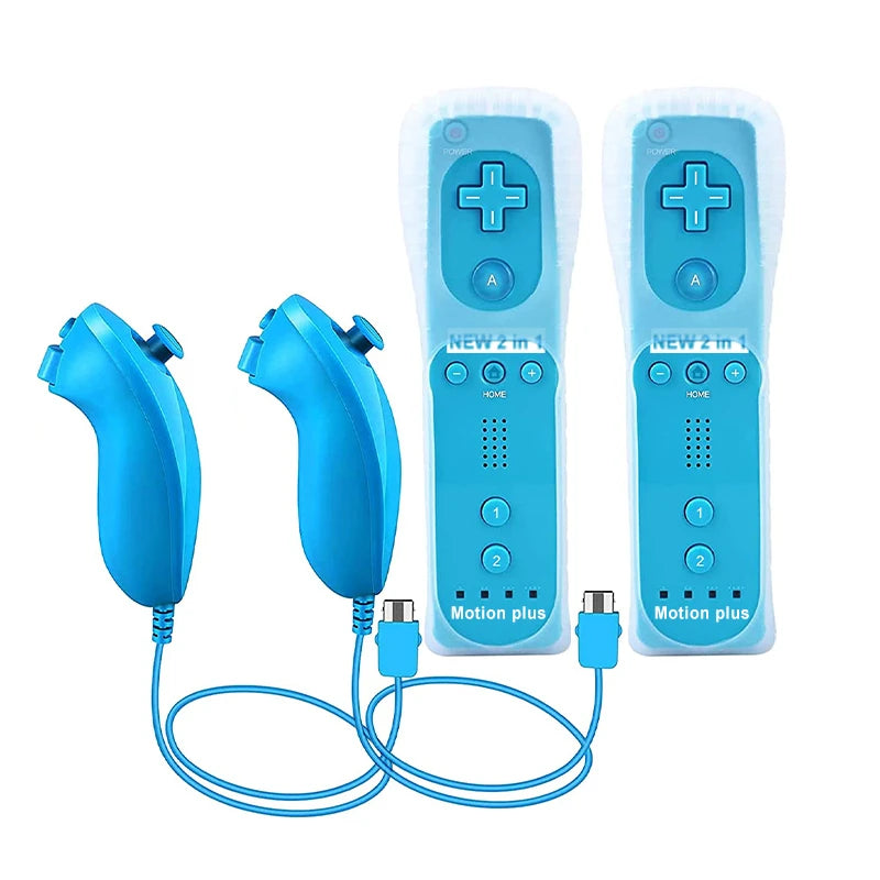 Un par de mandos a distancia con controlador Nunchuck para juegos Wii Control para consola Wii Gamepad inalámbrico con Motion Plus