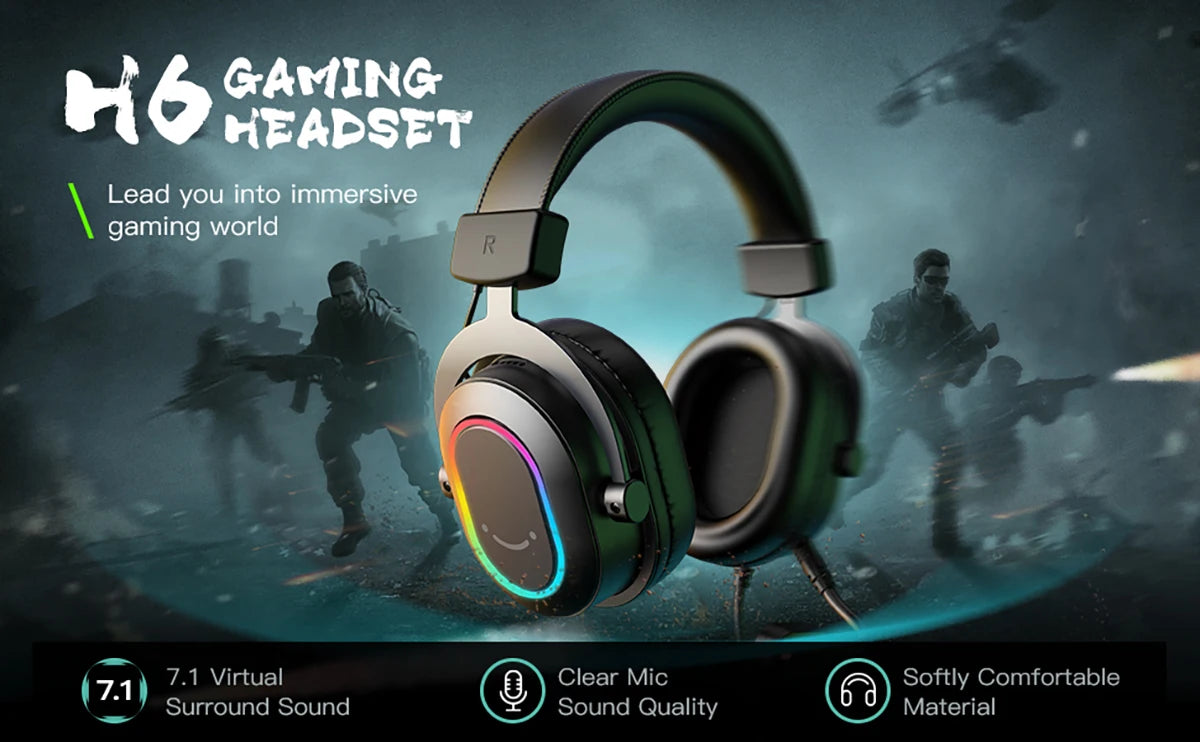Fifine-auriculares dinámicos RGB para videojuegos, cascos supraaurales con micrófono, sonido envolvente 7,1, PC, PS4, PS5, 3 opciones EQ, juego, película, música