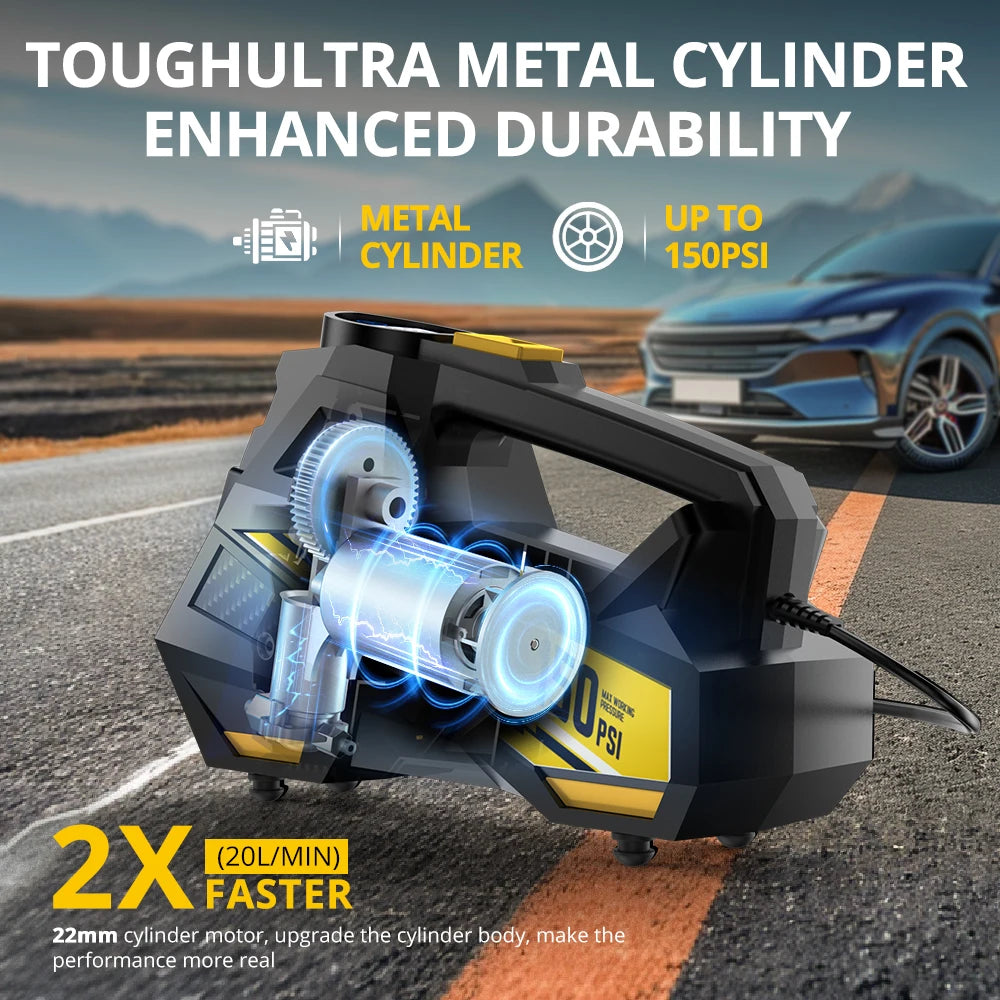 Compresor de aire portátil para coche, inflador de neumáticos con cable Digital, bomba de aire de neumáticos con luz LED de emergencia para coche, motocicleta, bicicleta