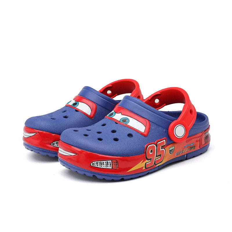 Zapatos Disney Lightning Mcqueen con luz Led para coche, zapatillas para niños, sandalias de playa de animación, regalo para niños y niñas