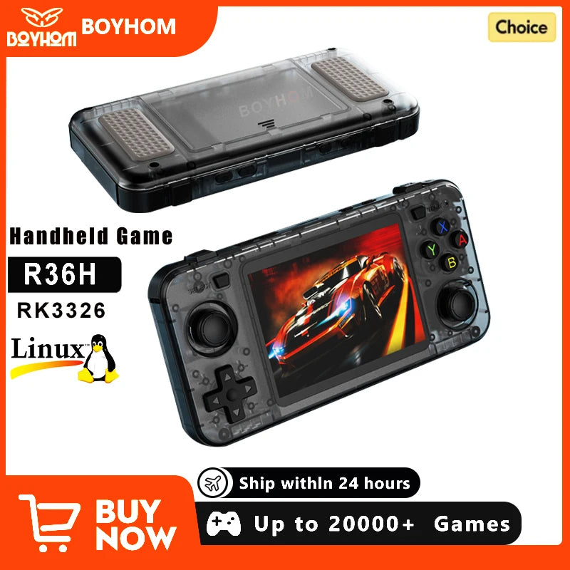 Consola de videojuegos portátil R36H, pantalla IPS de 3,5 pulgadas, más de 10000 juegos, emulador ARKOS para PS1/PSP/DC/N64/SS