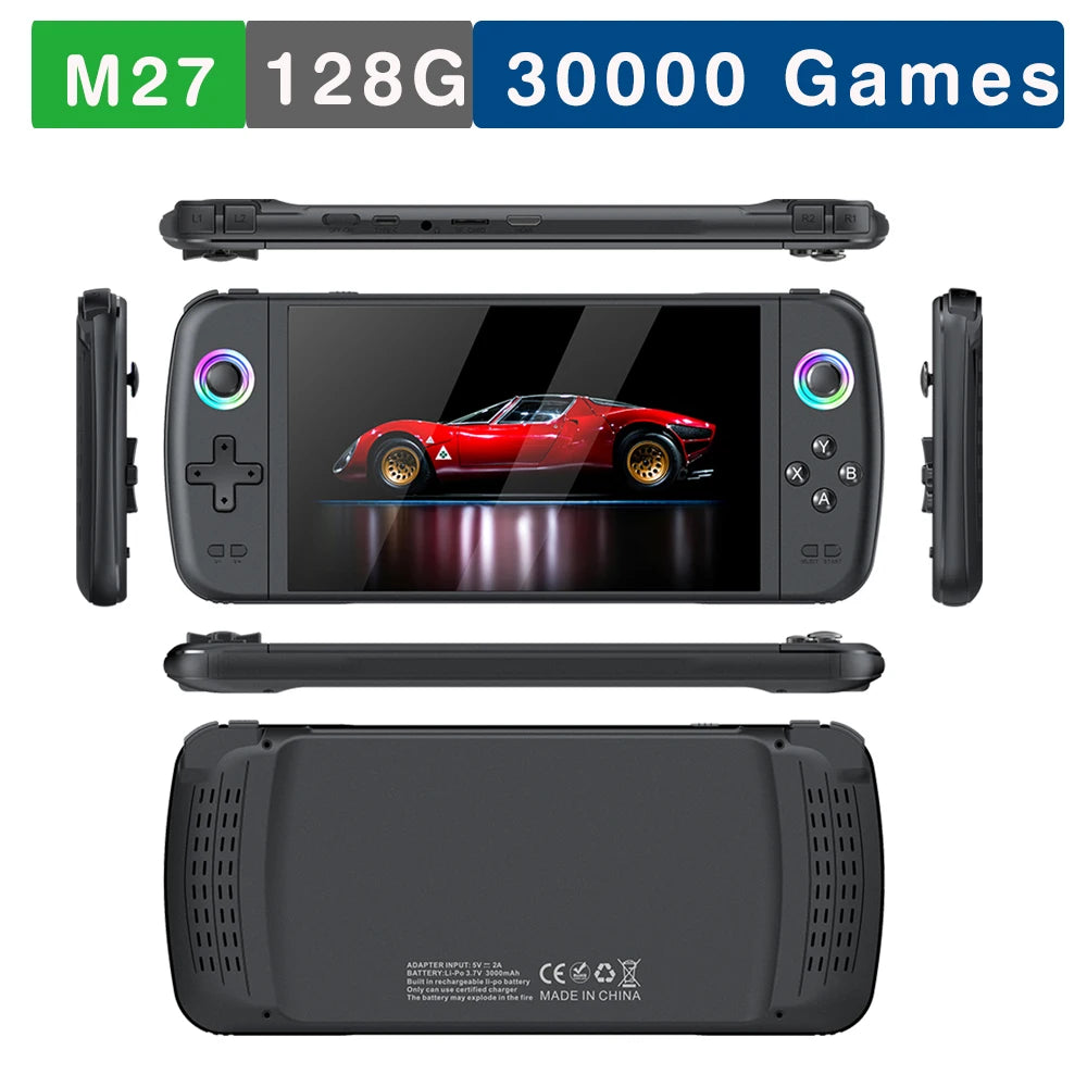 BOYHOM-consola de videojuegos portátil M27, portátil, Retro, de bolsillo, pantalla IPS de 7,0 ", pantalla 1024x600, luz RGB, compatible con salida HDMI Emelec