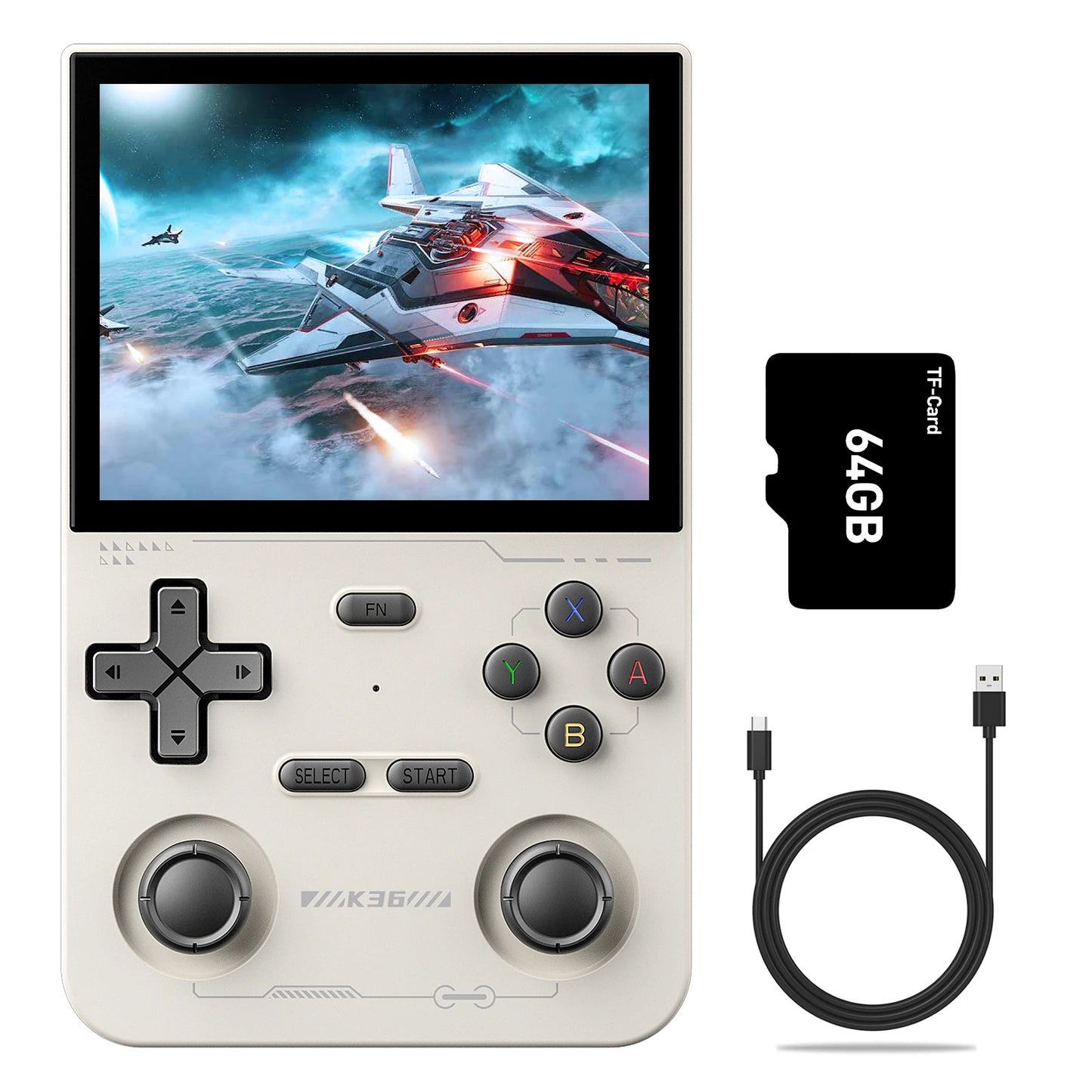 Consola de juegos portátil GAMINJA K36 con pantalla IPS de 3,5 pulgadas, memoria de 64GB, juegos clásicos, consola de juegos portátil de código abierto