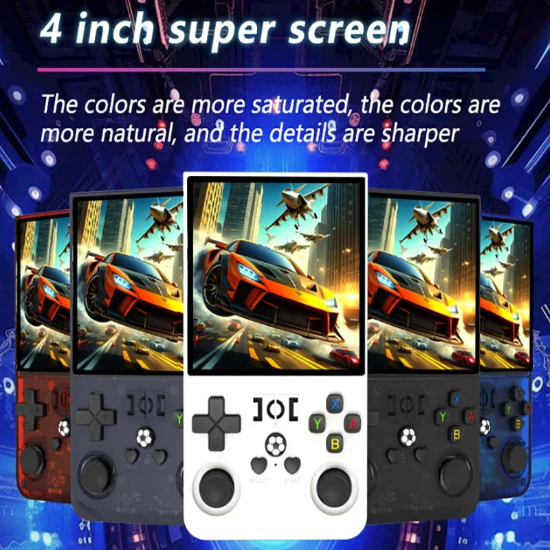 Consola R36 Max, reproductores de juegos portátiles, pantalla IPS de 4 pulgadas, consola de código abierto, reproductor de vídeo de bolsillo Retro, 64G/128G, más de hasta 22000 juegos