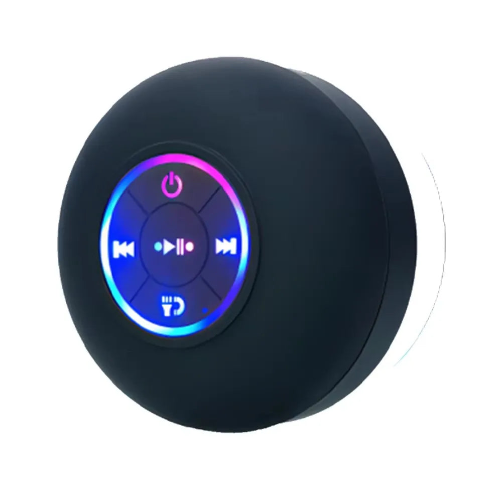 Altavoz Bluetooth resistente al agua con luces LED coloridas, fuerte ventosa y soporte para teléfono, mini altavoz portátil para exteriores/espectáculos