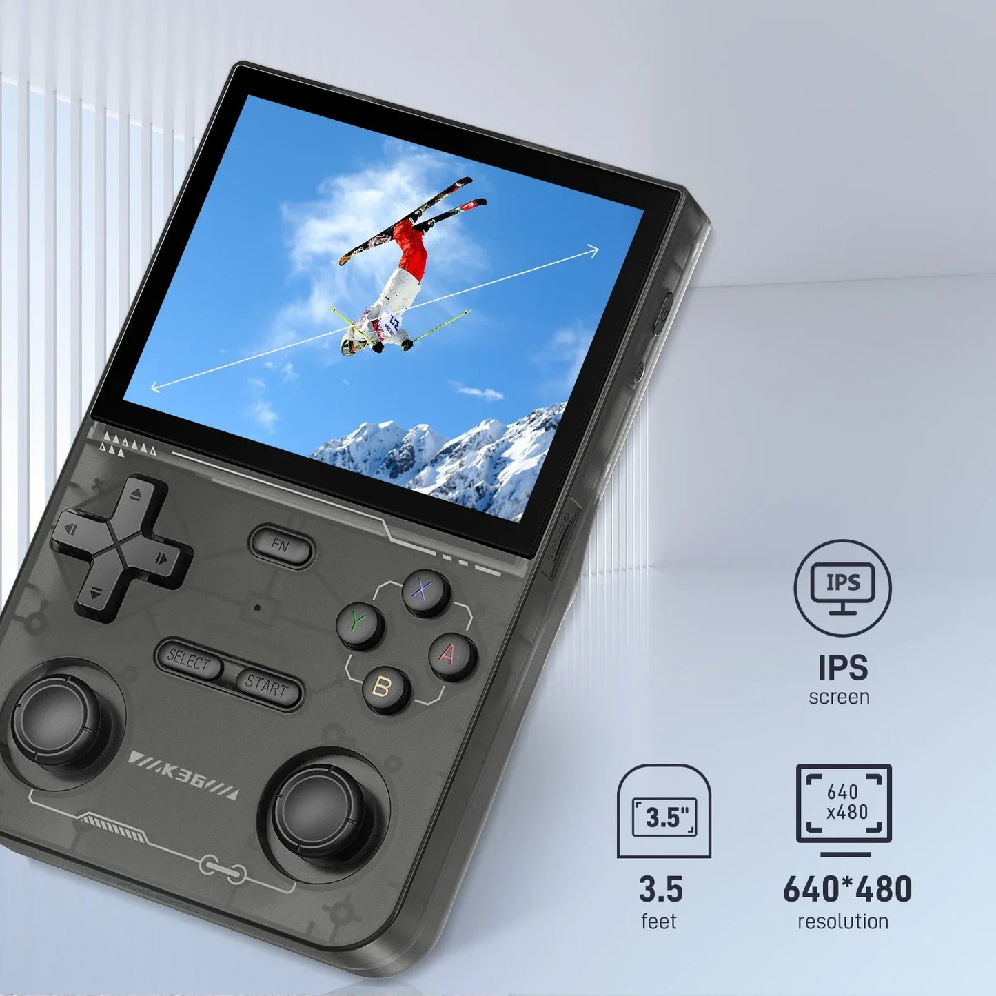 Consola de juegos portátil GAMINJA K36 con pantalla IPS de 3,5 pulgadas, memoria de 64GB, juegos clásicos, consola de juegos portátil de código abierto