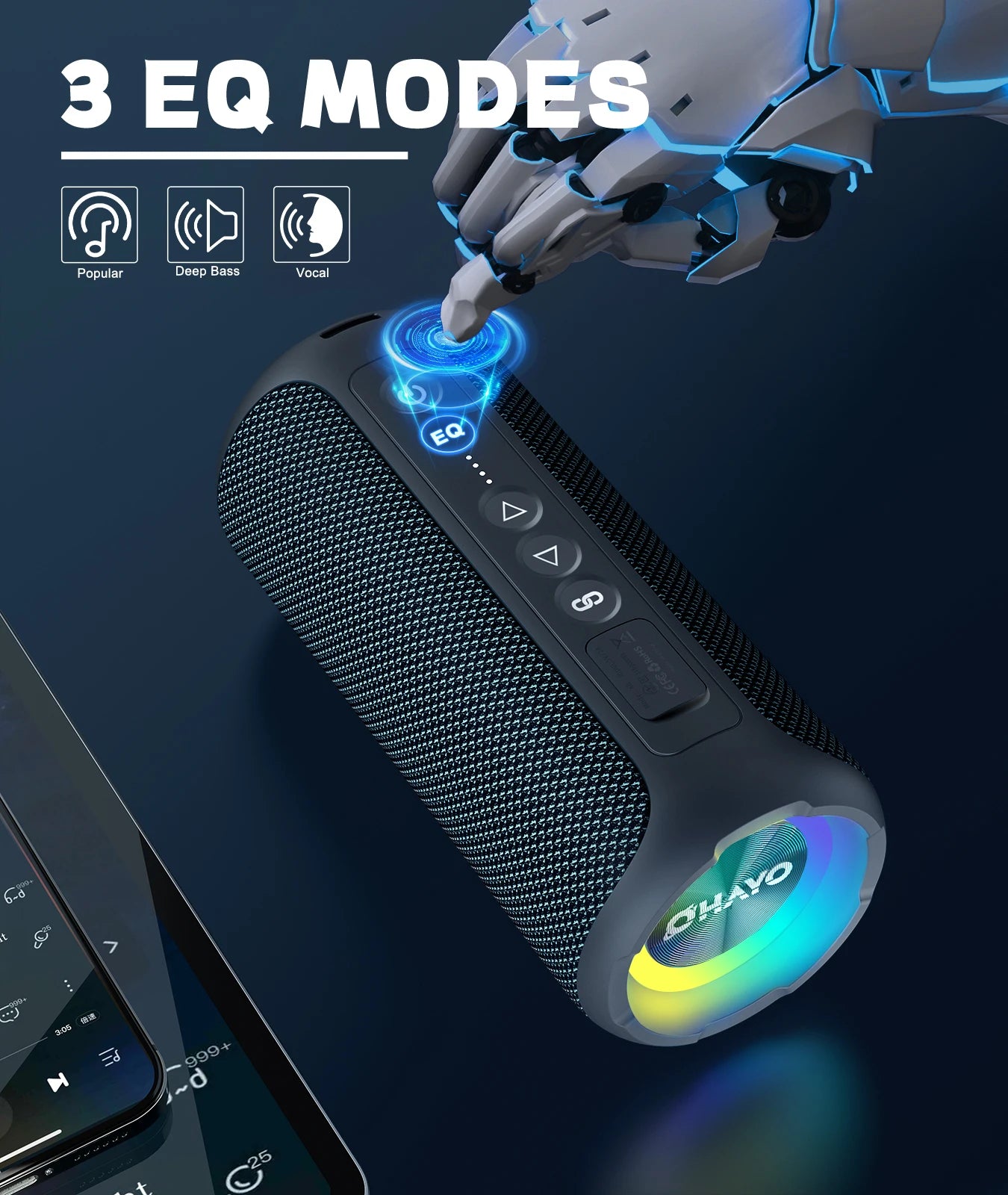 Altavoces Bluetooth Ortizan 40W altavoz inalámbrico portátil para exteriores con graves mejorados 30 horas IP7 altavoz de ducha impermeable Bluetooth 5,3
