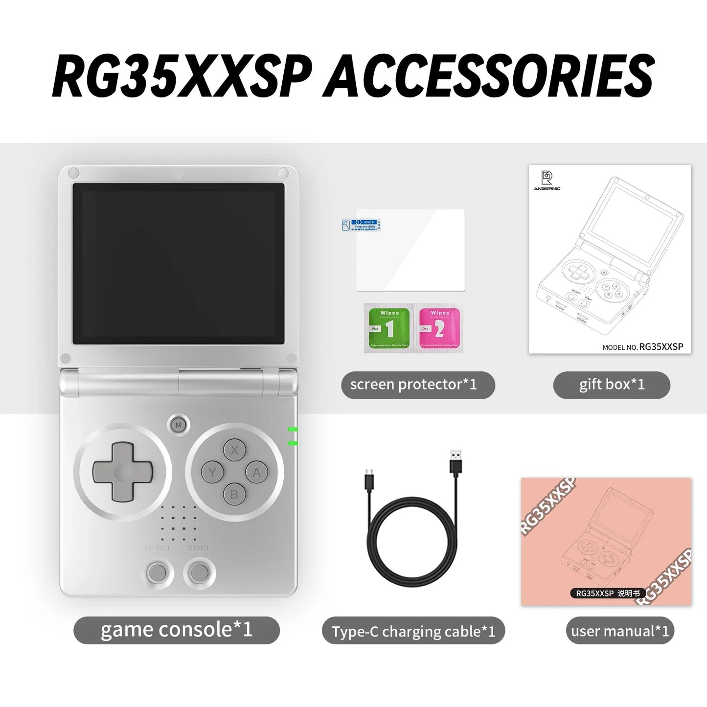 ANBERNIC-consola de juegos con tapa RG35XXSP, pantalla IPS de 3,5 pulgadas, Mini salida HDMI, WiFi, Bluetooth 4,2, E-book, consola de vídeo Linux, reproductor, regalos