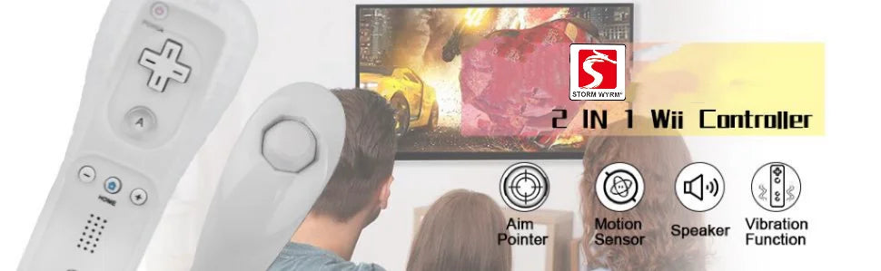 Controladores STORM WYRM compatibles con wii y Wii U con Motion Plus incorporado, controlador con funda de silicona y muñeca WU001