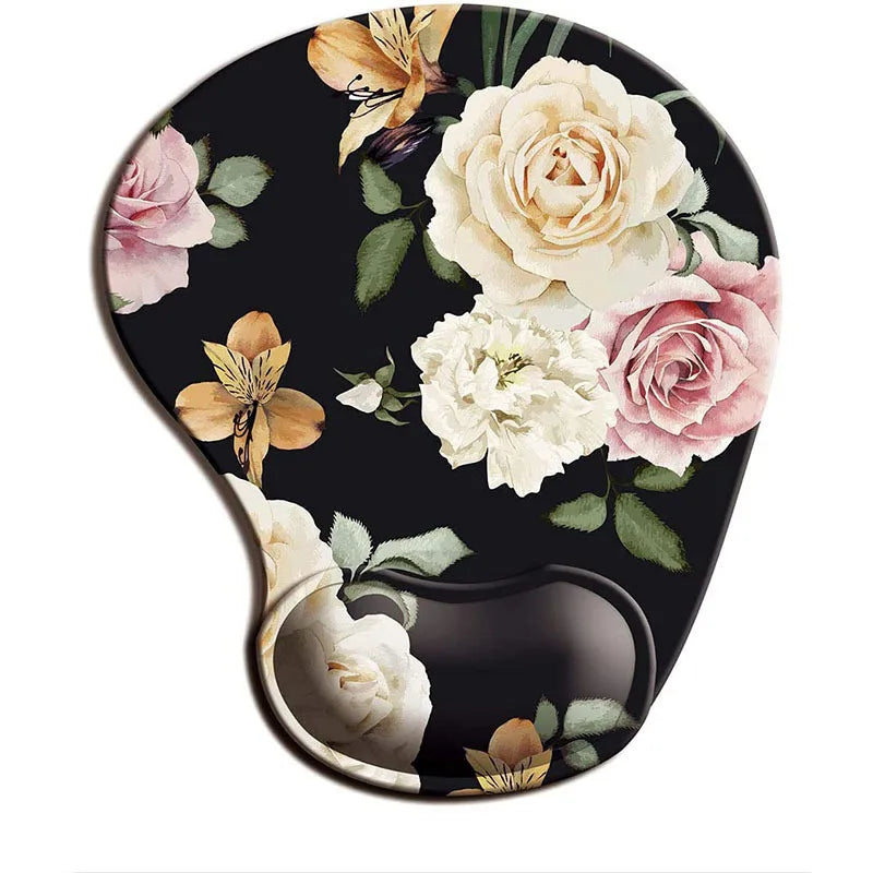 Alfombrilla de ratón ergonómica de flores con soporte para muñeca, lindas alfombrillas de ratón, Base de goma antideslizante para el hogar, oficina, trabajo, estudio, juego de Pc