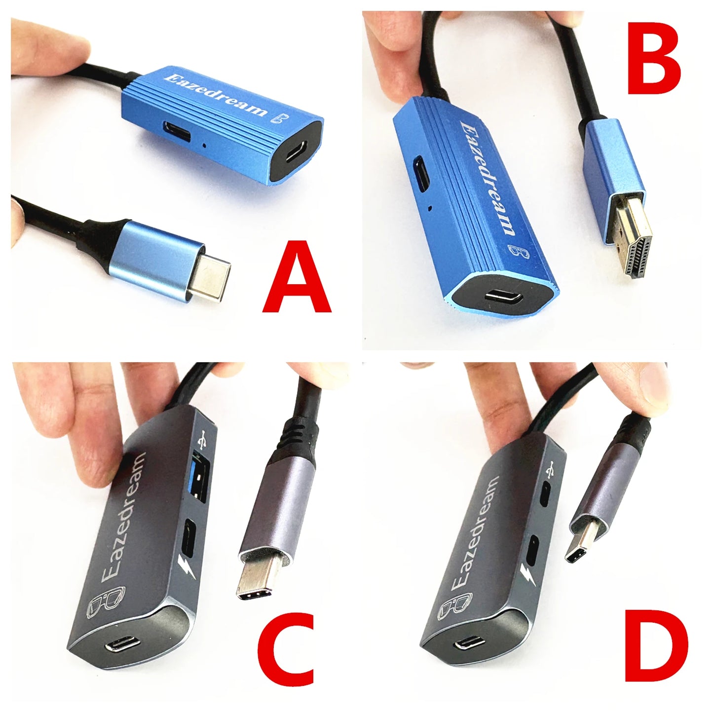 AR Glasses Hub sin costuras multidispositivo tipo C adaptador de carga compatible con HDMI para Xreal Beam Viture Rokid Station Rayneo XR USB-C