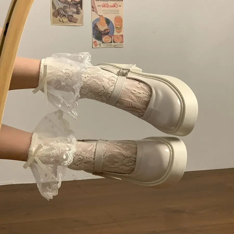 Botines gruesos negros con plataforma para mujer, zapatos Mary Jane cortos, elegantes con tacones medios, botines Lolita para mujer, botas Y2k en oferta